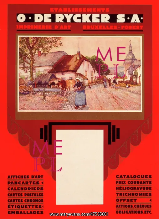 : Poster for O. de Rycker - Belgian Lithographer : Poster for O. de Rycker - Belgian Lithographer