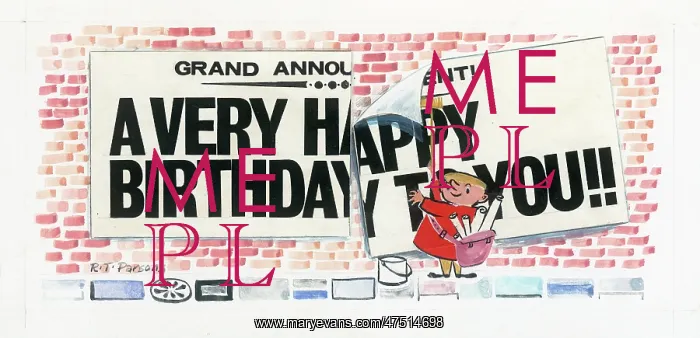 : Bill Poster pasting up a Happy Birthday poster : Bill Poster pasting up a Happy Birthday poster