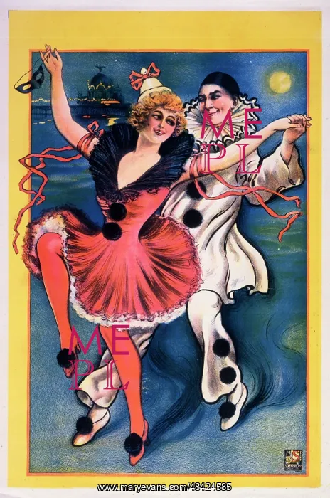  : Poster, Pierrot and woman dancing