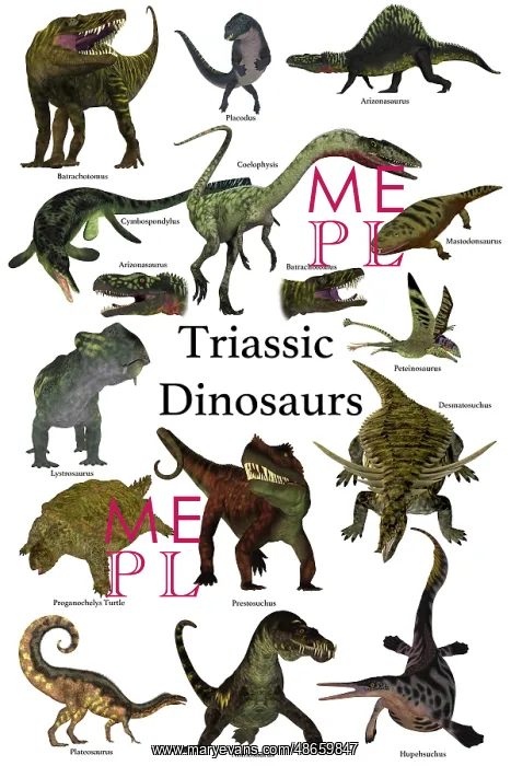 : Poster of prehistoric dinosaurs and reptiles during : Poster of prehistoric dinosaurs and reptiles during