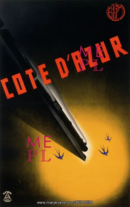 : Poster for railway trips to the Cote d'Azur : Poster for railway trips to the Cote d'Azur
