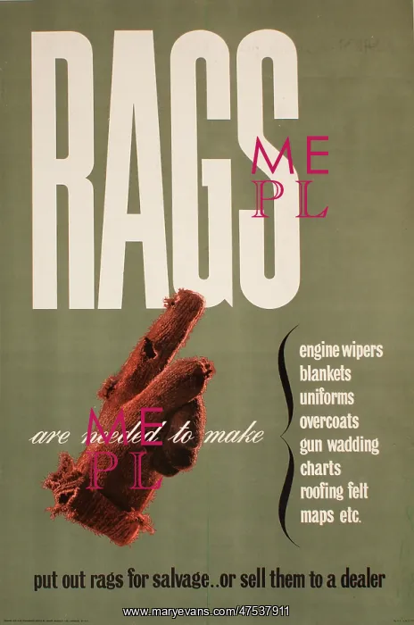 : Poster requesting Rags for salvage : Poster requesting Rags for salvage