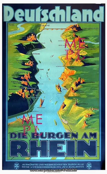  : Poster, River Rhine Castles, Germany