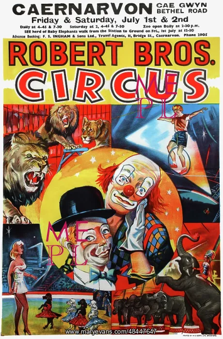  : Poster, Robert Brothers Circus, Caernarvon, Wales
