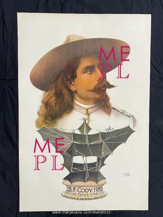 : Poster, Samuel Cody, bust image with War Kite : Poster, Samuel Cody, bust image with War Kite
