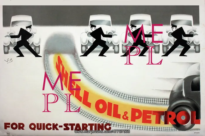 : Poster, Shell oil and petrol for quick-starting : Poster, Shell oil and petrol for quick-starting