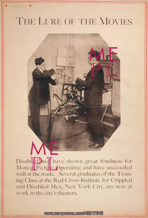 : Poster showing disabled man working a film ? : Poster showing disabled man working a film ?