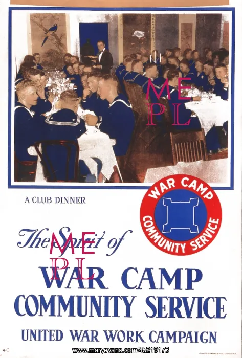 : Poster showing a group of sailors socializing ? : Poster showing a group of sailors socializing ?