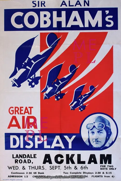 : Poster, Sir Alan Cobham's Great Air Display, Acklam : Poster, Sir Alan Cobham's Great Air Display, Acklam