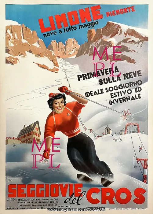: Poster, Skiing in the Italian Alps : Poster, Skiing in the Italian Alps