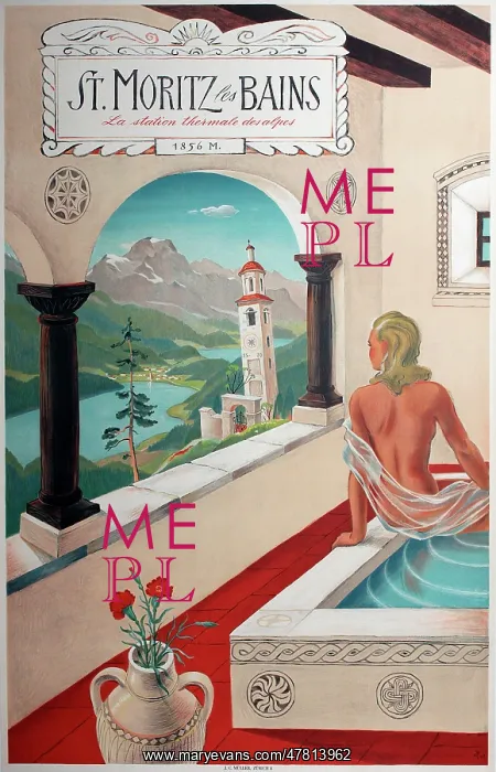 : Poster, St Moritz les Bains, Switzerland : Poster, St Moritz les Bains, Switzerland