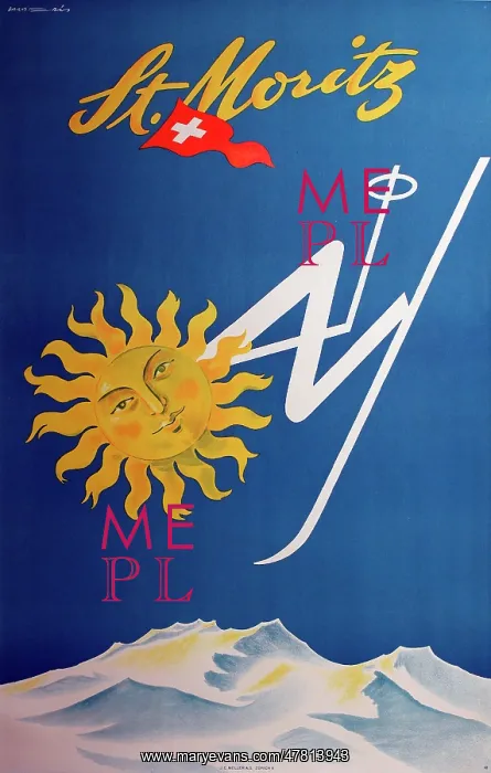 : Poster, St Moritz, Switzerland : Poster, St Moritz, Switzerland