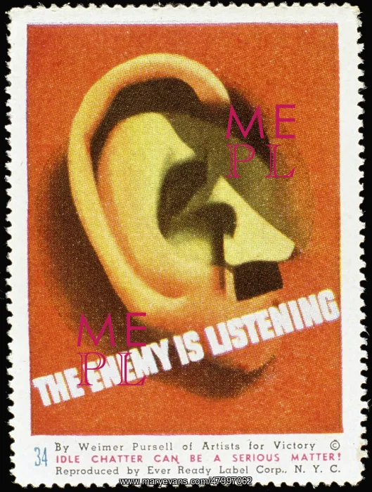 : Poster stamp design, The Enemy Is Listening : Poster stamp design, The Enemy Is Listening