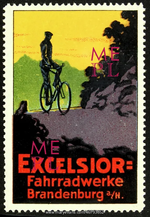 : Poster stamp Excelsior bicycle factory : Poster stamp Excelsior bicycle factory