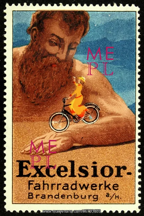 : Poster stamp Excelsior bicycle factory : Poster stamp Excelsior bicycle factory