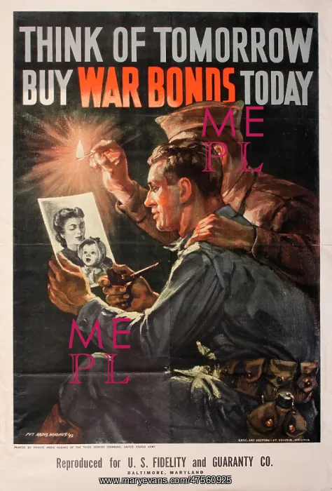 : Poster, Think of Tomorrow, Buy War Bonds Today : Poster, Think of Tomorrow, Buy War Bonds Today