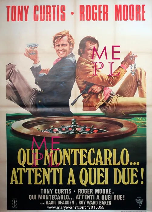 : Poster, Tony Curtis and Roger Moore, Monte Carlo : Poster, Tony Curtis and Roger Moore, Monte Carlo