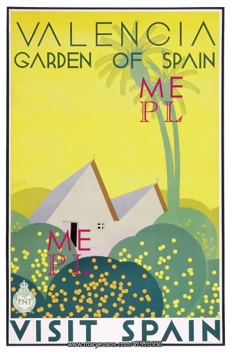: Poster for Valencia, Garden of Spain : Poster for Valencia, Garden of Spain