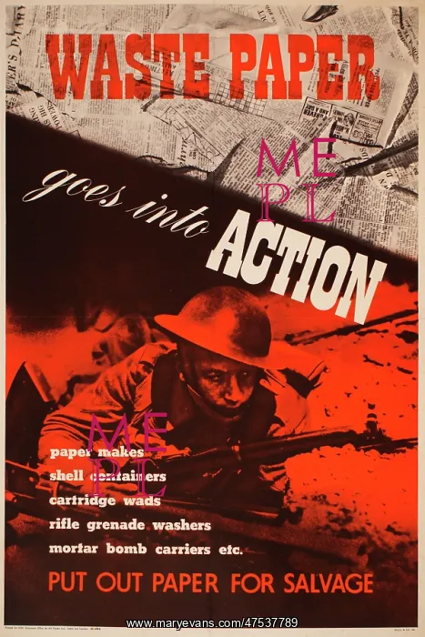: Poster: Waste Paper goes into Action : Poster: Waste Paper goes into Action