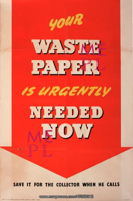 : Poster, Your Waste Paper is Urgently Needed Now : Poster, Your Waste Paper is Urgently Needed Now