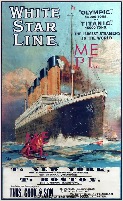 : Poster, White Star Line, RMS Titanic and RMS Olympic : Poster, White Star Line, RMS Titanic and RMS Olympic