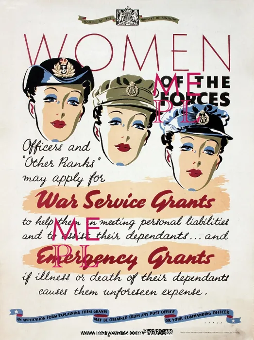 : Poster, Women of the Forces, WW2 : Poster, Women of the Forces, WW2
