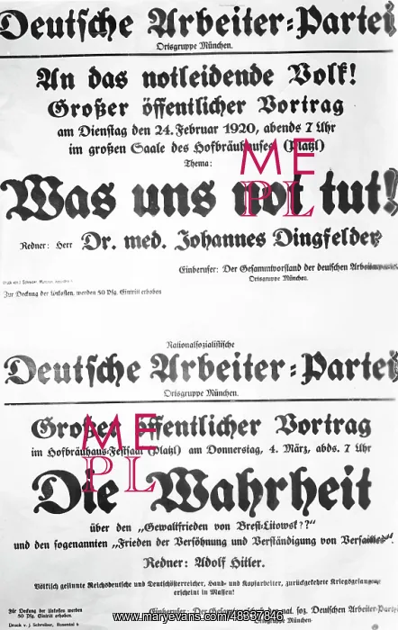 : Two posters from the founding days of the NSDAP, 1920 : Two posters from the founding days of the NSDAP, 1920