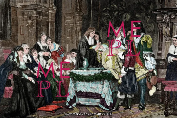 : The posthumous baptism. Engraving. Colored : The posthumous baptism. Engraving. Colored