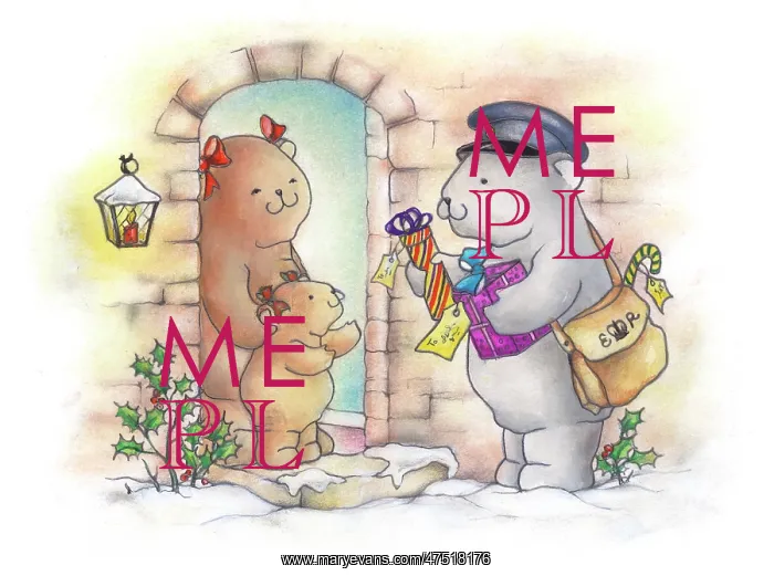 : Postman bringing Christmas presents to bears : Postman bringing Christmas presents to bears