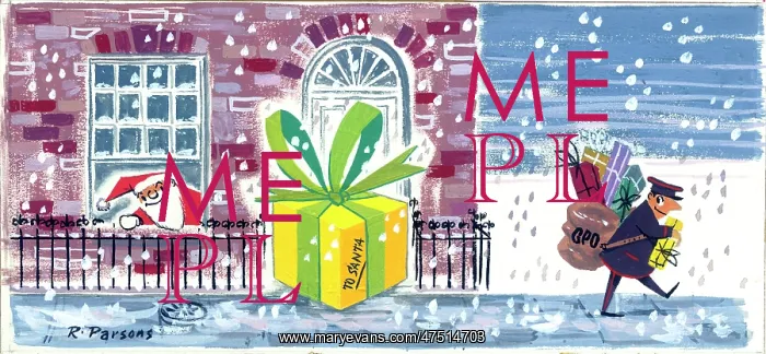 : Postman leaving parcel for Father Christmas : Postman leaving parcel for Father Christmas