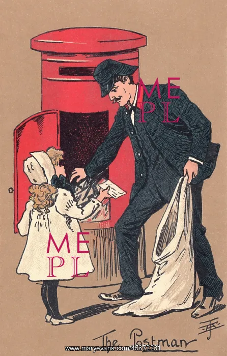 : Postman and young girl : Postman and young girl