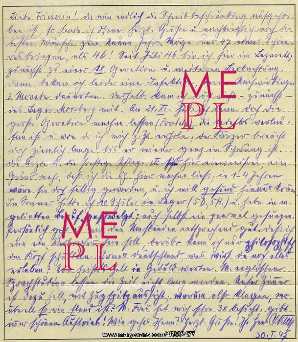  : postwar period, prisoners of war, letter of a