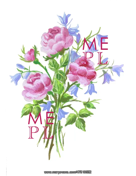  : Posy of pink roses and harebells