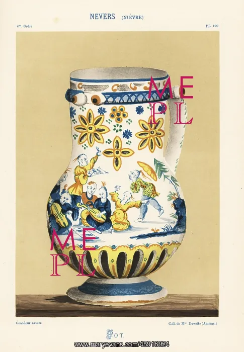 : Pot with Chinese musicians playing cello and : Pot with Chinese musicians playing cello and