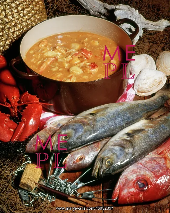 : Pot of Fish Chowder Includes Fish Lobster and : Pot of Fish Chowder Includes Fish Lobster and