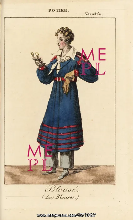 : Potier as Blouse in Les Blouses at the Theatre : Potier as Blouse in Les Blouses at the Theatre
