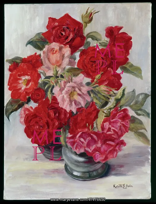  : Two Pots of Roses ? pink and red