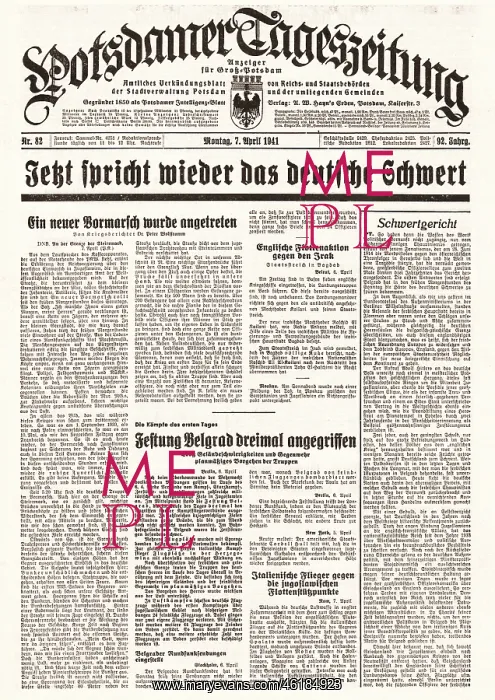 : Potsdamer Zeitung Germany attacks Yugoslavia and Greece : Potsdamer Zeitung Germany attacks Yugoslavia and Greece
