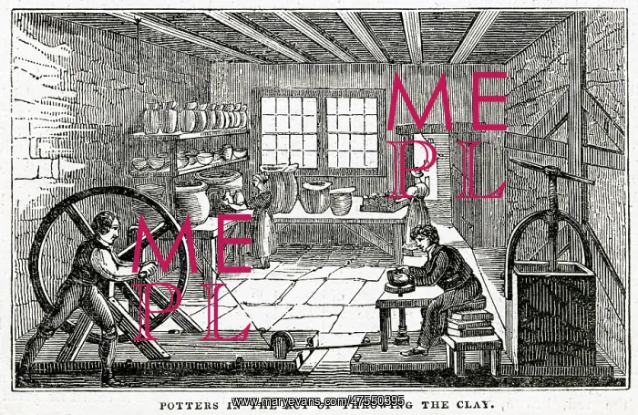  : Potters throwing clay 1836