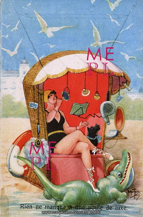 : A Poule de Luxe relaxing on the seashore : A Poule de Luxe relaxing on the seashore