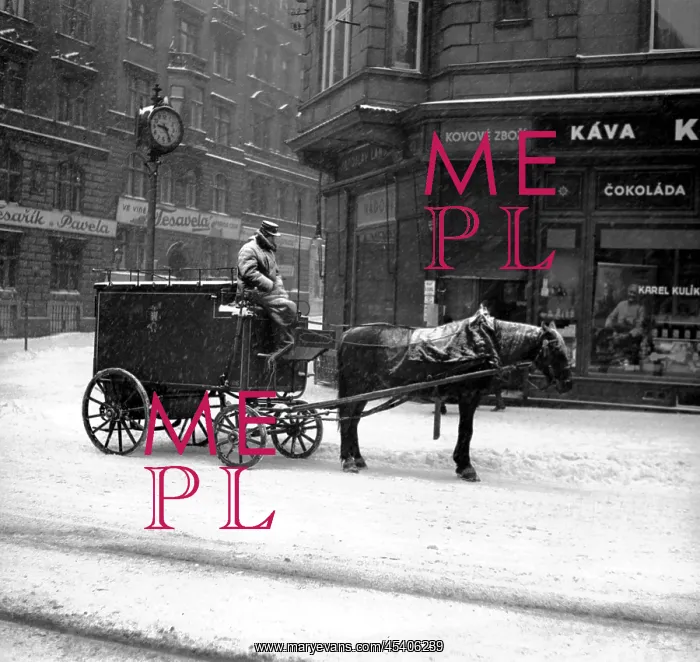 : Prague 1937, postal carrier distributes mail in : Prague 1937, postal carrier distributes mail in