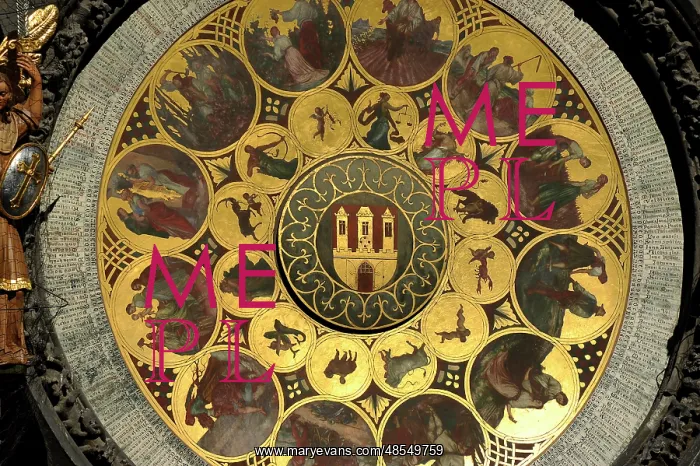 : The Prague Astronomical Clock. The calendar by Czech painter : The Prague Astronomical Clock. The calendar by Czech painter