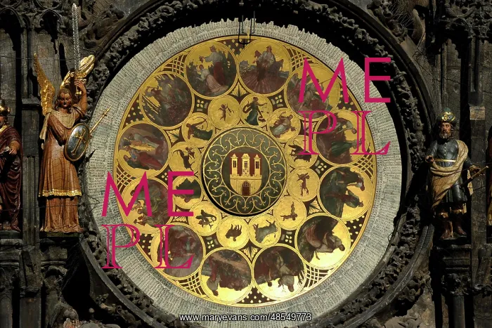 : The Prague Astronomical Clock. The calendar by Czech painter : The Prague Astronomical Clock. The calendar by Czech painter