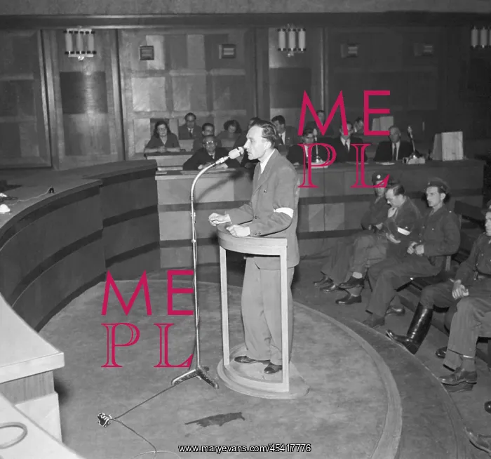 : Prague, Czechoslovakia - 1950. Show trial constructed : Prague, Czechoslovakia - 1950. Show trial constructed