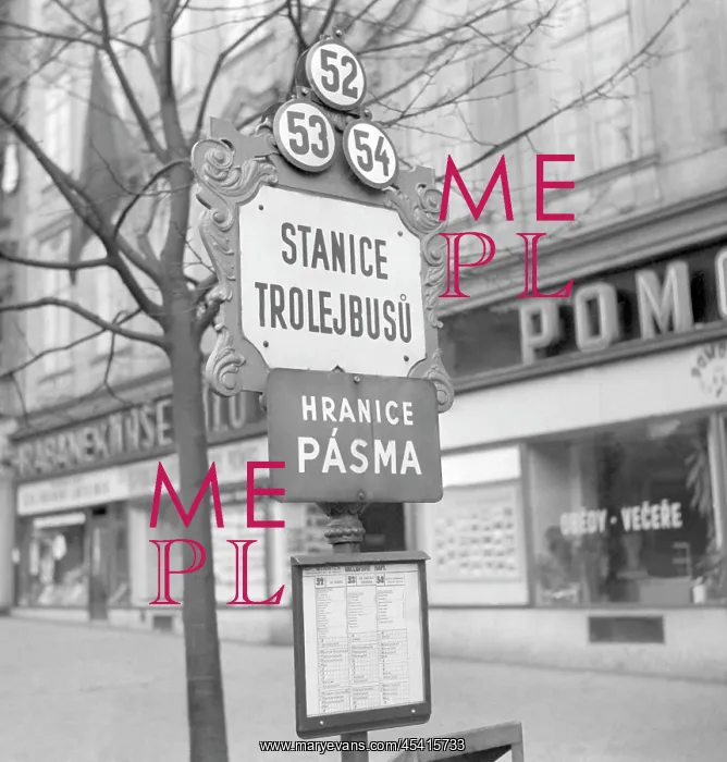 : Prague - Wenceslas Square - trolley bus stop : Prague - Wenceslas Square - trolley bus stop