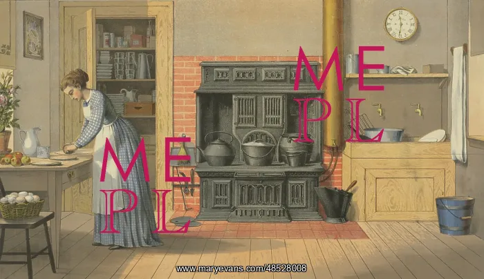 : Prang's aids for object teaching, woman working in kitchen : Prang's aids for object teaching, woman working in kitchen