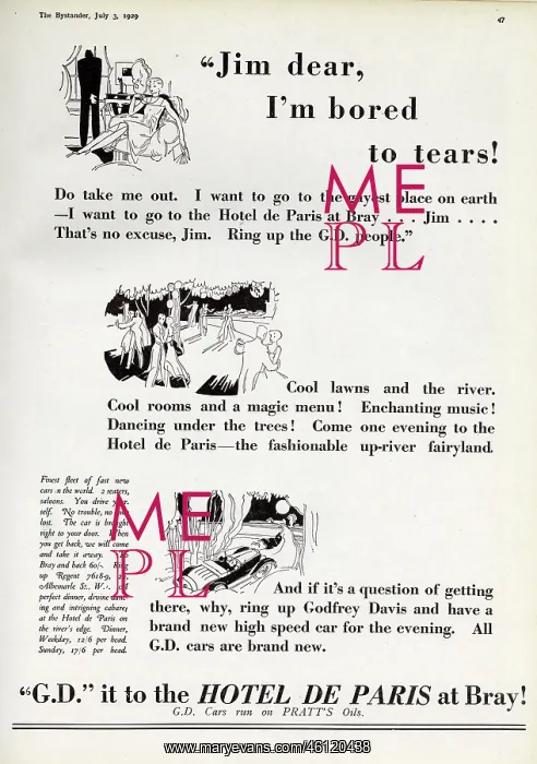 : Pratt's advertisement about Hotel de Paris at Bray : Pratt's advertisement about Hotel de Paris at Bray