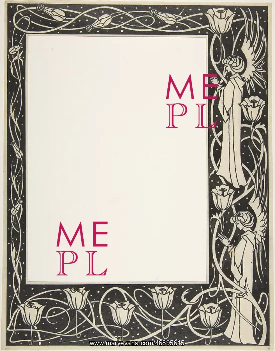 : Praying Angels and Poppies (Border Design for : Praying Angels and Poppies (Border Design for
