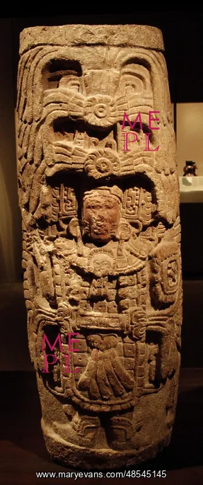 : Pre-Columbian Art. Maya. Mexico. Column depicting a man : Pre-Columbian Art. Maya. Mexico. Column depicting a man