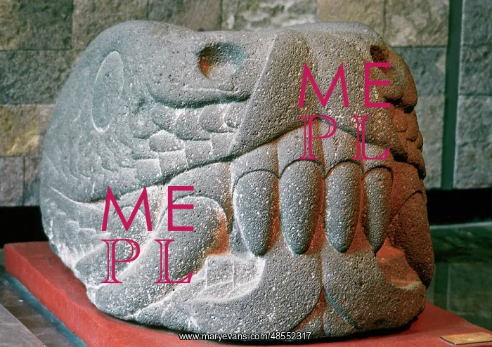 : Pre-columbian Art. Mexico. Aztec. Serpent head. National Mus : Pre-columbian Art. Mexico. Aztec. Serpent head. National Mus